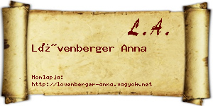 Lövenberger Anna névjegykártya